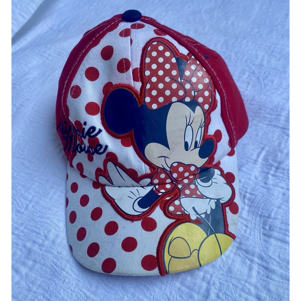 Disney Minnie Mouse Snapback Red White Polka Dot Logo Print Girls Size Small